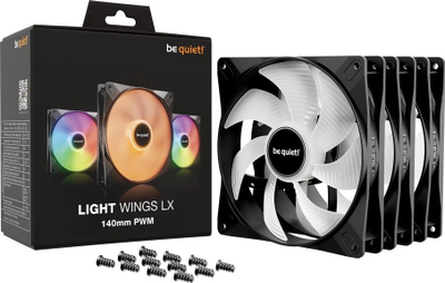 Ventilatorë kase Be Quiet! Light Wings LX, 140mm, ARGB, set me 3 copë, të zinj