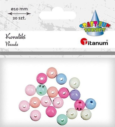 Rruaza plastike Titanium Craft Fun, të rrumbullakta, 10 mm, 20 copë, me ngjyra pastel