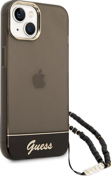 Mbrojtëse telefoni Guess GUHCP14SHGCOHK për iPhone 14, hardcase, me rrip dekorativ, e zezë