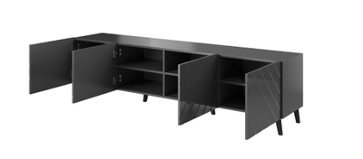 Komodë TV Cama Meble Abeto, 200x42x52 cm, PAL MDF, gri me shkëlqim
