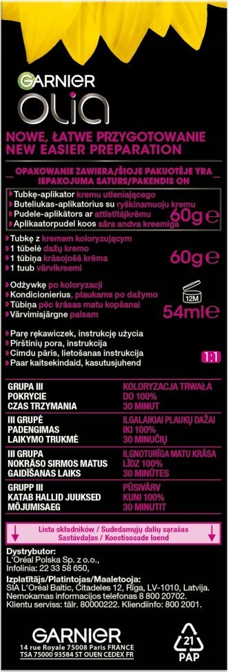 Боја за коса Гарниер Олиа 5.35, светло кафеава чоколада, трајна