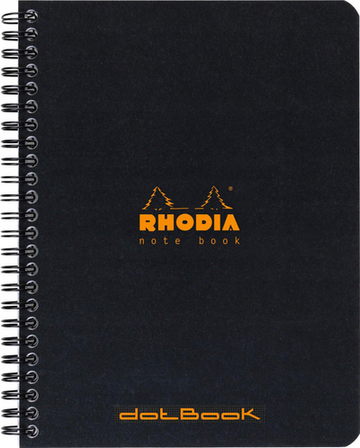 Тетратка со спирала Rhodia Wirebound, A5+, страници со точки, црна