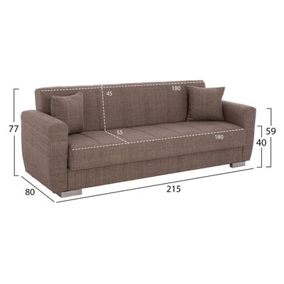 Divan-Shtrat 3 ulëse, 215×80×77 cm HM3240.02, bezhë