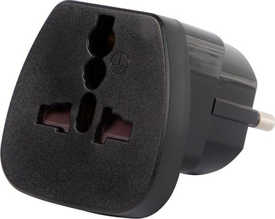 Adapter udhëtimi PL, prizë UK USA në BE, 110 250V, i zi