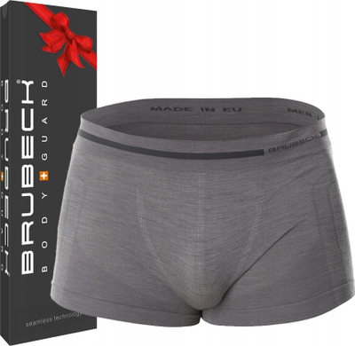 Boxer termo Brubeck Comfort Wool, lesh merino, pa qepje, gri e errët