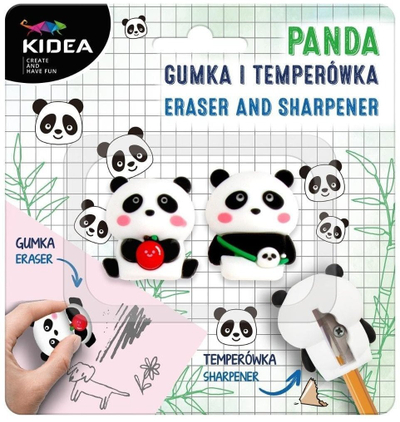 Set shkollor Kidea Panda, mprehëse lapsash, gomë fshirëse, shumëngjyrësh