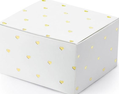 Kuti zemrash dekorative Heart Boxes, set me 10 copë, 6 x 3.5 x 5.5 cm, të bardha