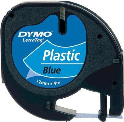 Shirit etiketues Dymo S0721650, plastik 12mm x 4m, sfond blu me tekst të zi