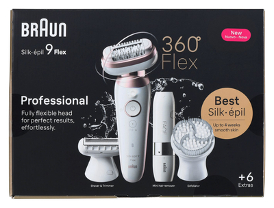 Epilatori Braun Silk-épil 9 Flex 9-360 3D, 40 pinceta, i bardhë me rozë
