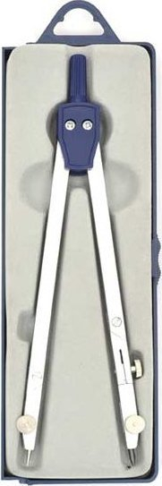 Busullë metalike MFP S04001A, me dy nyje, 15.5 cm, blu me të bardhë