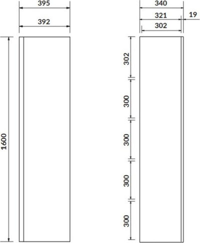 Dollap i lartë për banjo Cersanit Moduo, 39.5cm, i bardhë