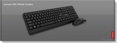 Set tastierë dhe maus Lenovo 160 Wired Combo, me kabllo, USB, i zi