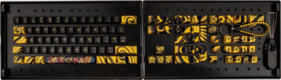 Set kapakësh tastiere Traitors TIGER SKETCH Limited, PBT, layout UK ISO, zi me të verdhë