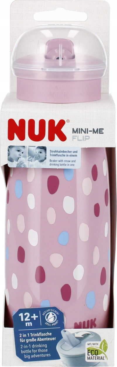 Gotë me pipëz Nuk Mini-Me Flip 2 në 1, 450 ml, për kalamaj 12m+, rozë