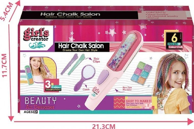 Set lodrash për ngjyrosje flokësh Girl's Creator Hair Chalk Salon, 6 ngjyra, për kalamaj 5+