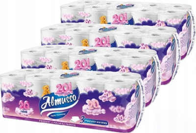 Letër higjienike Almusso Unscented, 3 shtresa, 20 copa, e bardhë