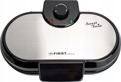 Aparat për vafle First Austria FA-5305-2 WI, 1000W, pllaka me veshje jo ngjitëse, i zi inox