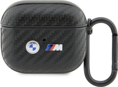 Kapak BMW BMA3WMPUCA2 për AirPods 3, PU karbon, me karabinë, i zi