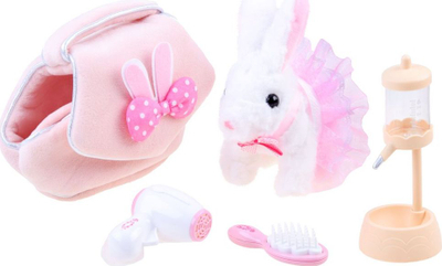 Set lodrash Interactive Bunny ZA3554, lepurush interaktiv, çantë pelushi, rozë