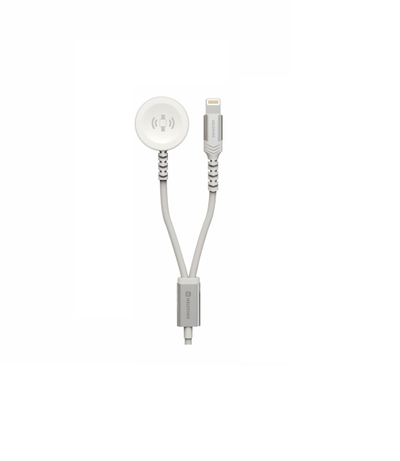 Kabllo karikuese Swissten 2në1 Apple Watch/Lightning, USB-C, e bardhë