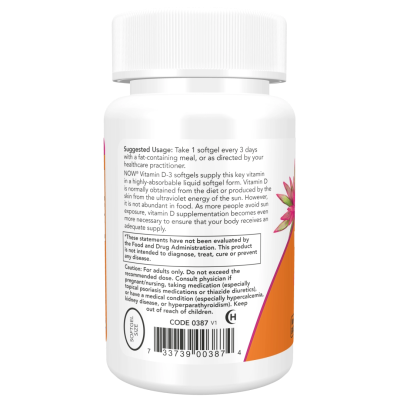 Vitamin D3 10,000 IU NOW Foods, 120 softgels