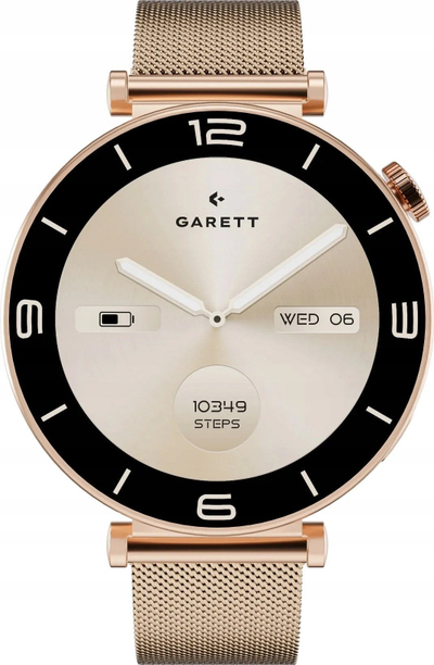 Паметен часовник Garett Rose, екран 1.32\" AMOLED, Bluetooth, розе златна боја