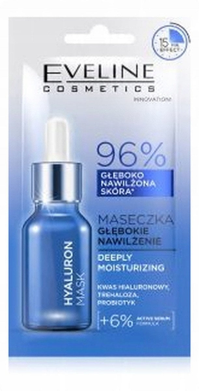Maskë fytyre në letër Eveline Hyaluron, 8ml, hidratim intensiv