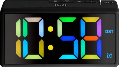 Orë alarmi Trevi EC88600, ekran i madh LED, funksion Snooze, me USB, shumëngjyrëshe