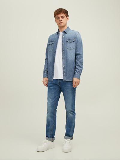Këmishë Jack&Jones JJESHERIDAN Slim Fit 12138115 Medium Blue Denim