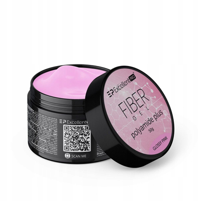 Xhel ndërtues thonjsh Excellent Pro Fiber Gel Polyamide Plus, 15 g, Glossy, rozë