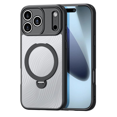 Kllëf telefoni Dux Ducis Aimo Mag për iPhone 17 Pro, me unazë magnetike, me stand, i zi
