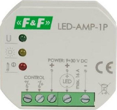 Përforcues sinjali LED F&amp;F LED-AMP-1P, 12/24V DC, për kuti të futura