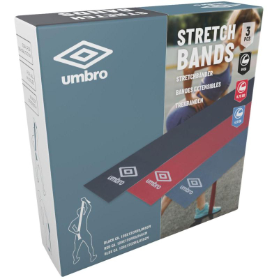 Shirita elastikë fitness Umbro Stretching Bands, set me 3 copë, me rezistencë në nivele të ndryshme, shumëngjyrësh