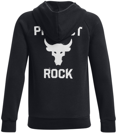 Bluzë me kapuç Under Armour Project Rock Rival Fleece Boys, pambuk, e zezë