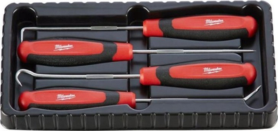 Set grepsh Milwaukee Hook and Pick, 4", çelik i kromuar, 4 copë, kuqe e zezë