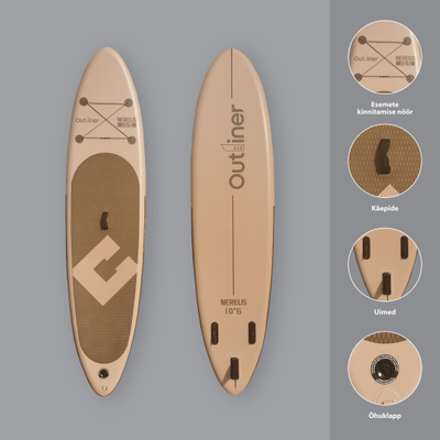 Dërrasë SUP Outliner Nereus 10'6", fryse PVC, 320 cm, bezhë