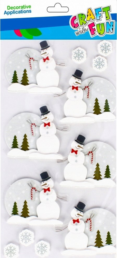 Stikerë 3D zbukurues Craft with Fun Snowmen 501769, me dëboramanë, shumëngjyrësh