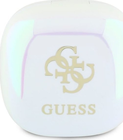 Bluetooth слушалки Guess 4G Printed Logo TWS, Bluetooth 5.3, со кутија за полнење, бели