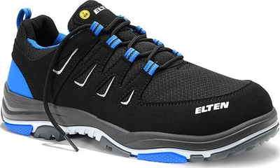 Këpucë sigurie Elten William Blue Low ESD S1P, numri 48, antistatike, të zeza me blu