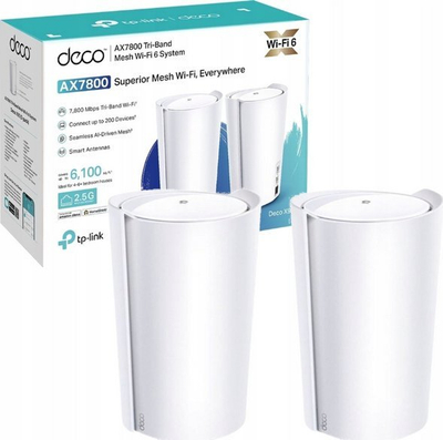 Sistem mesh WiFi TP-Link Deco X95, AX7800, tri-band, i bardhë