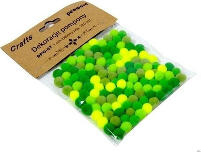 Pompom dekorativ Penword Decorations, green mix, 1 cm, jeshil