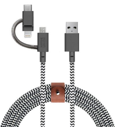 Kabllo karikimi Native Union Belt Cable Universal, 2m, Zebra