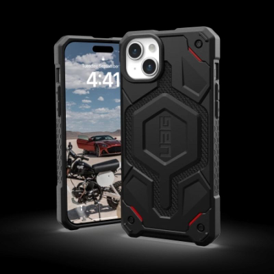 Mbrojtëse telefoni UAG Monarch Pro Kevlar për iPhone 15 Plus 6.7", me magnet MagSafe, e zezë