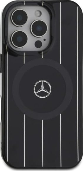 Mbulesë telefoni Mercedes MB Double Layer Crossed Lines, për iPhone 16 Pro 6.3", MagSafe, e zezë