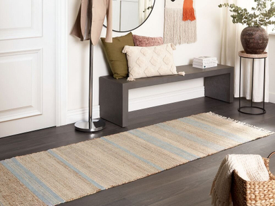 Tapet korridori TALPUR Jute Runner, 80 x 300 cm, bezhë dhe blu e çelët