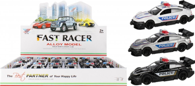 Makinë lodër policie Mega Creative Fast Racer, metal 12 cm, me tërheqje mbrapa, shumëngjyrëshe