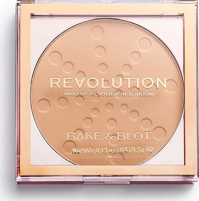 Pudër kompakte Makeup Revolution Bake &amp; Blot, Beige Stone, 5.5 g