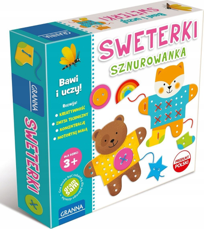 Loja edukative Lacing Granna Little Sweaters, me fije ngjyrash, zhvillim motorik