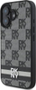 Kapak telefoni DKNY me lëkurë PU me kuadrata, për iPhone 16, model me vija, i zi