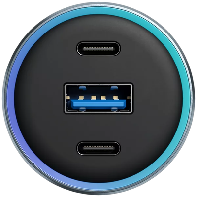 Karikues për makinë Proove Supercharge, 130W, 2×Type-C + USB, metal gri